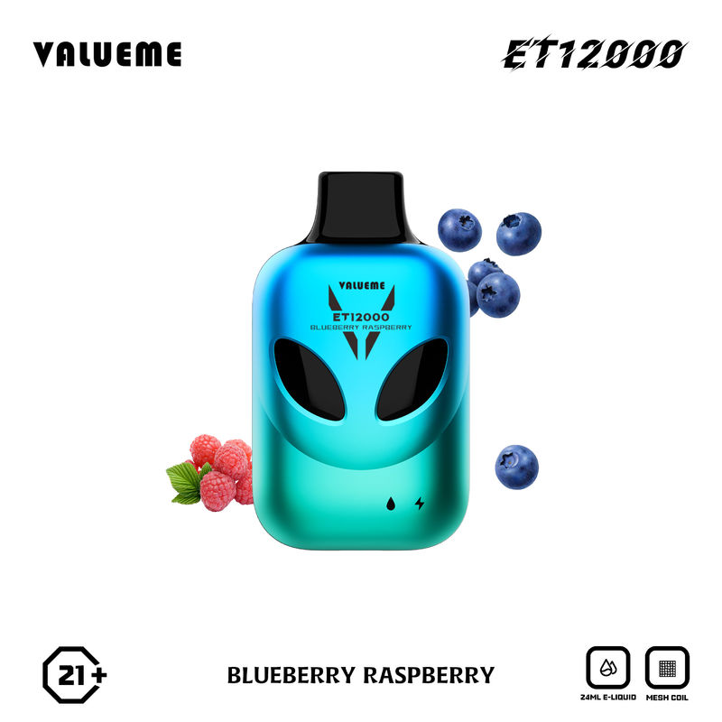 Valueme ET12000 12000 Puff Vape Mesh Coil 24ml E Liquid LED Rechargeable Disposable Vape